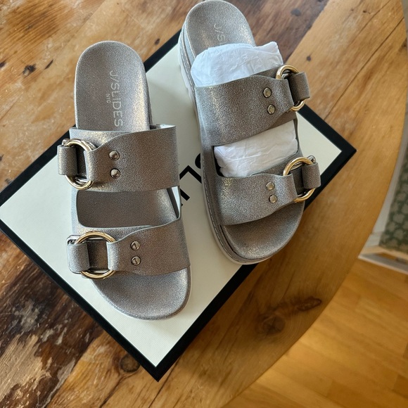 J/Slides Metallic Suede Sandals - Picture 2 of 6